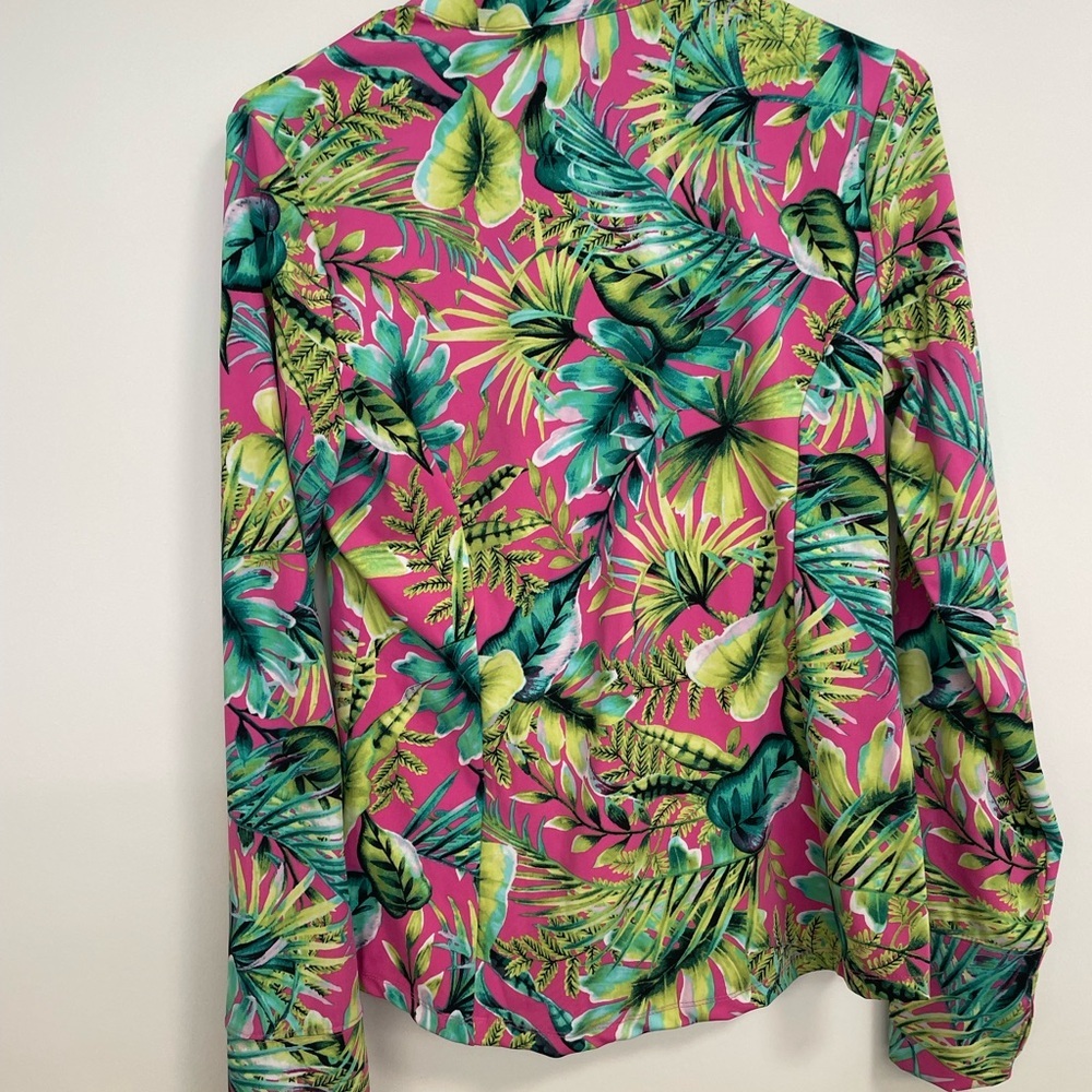 Tommy Bahama Tropical Floral Women's Blouse - Pink and Green - Picture 6 of 12